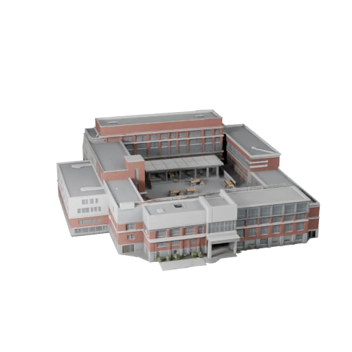 3D модель здания школы - Реалистичный актив для архитектурной визуализации