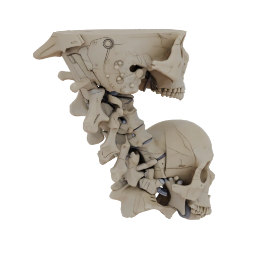 Coluna Vertebral Craniana Detalhada Render Studio 3D