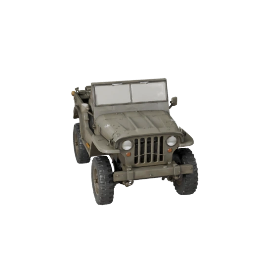 Modello 3D Low Poly Jeep Militare WWII per Unity & Unreal