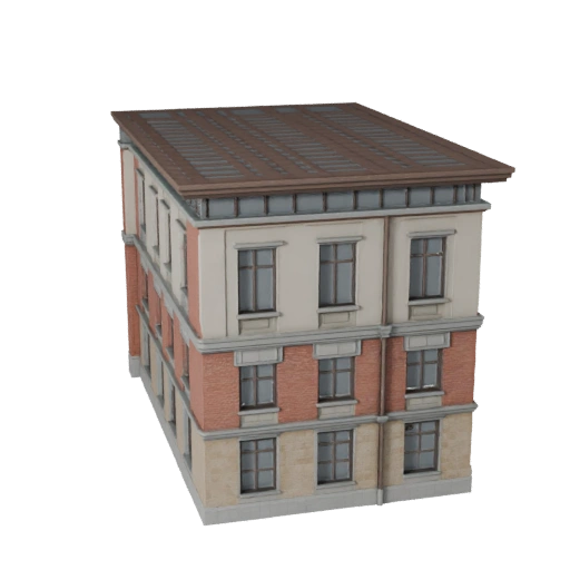 Modèle 3D de Façade Industrielle Low Poly pour Jeux et RV
