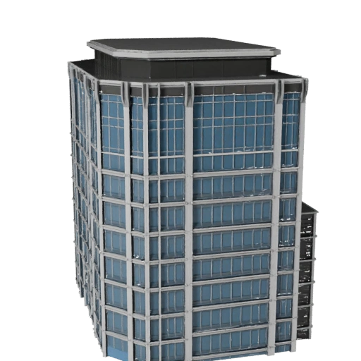 Modèle 3D de Façade en Verre Moderne Low Poly pour Jeux et RV