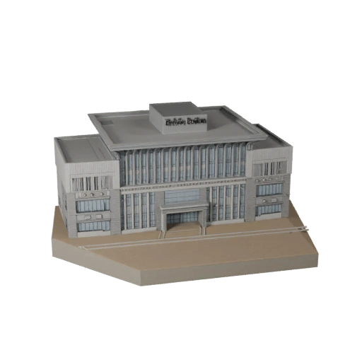 Стилизованный общественный павильон 3D модель - игровой ресурс для архитектуры