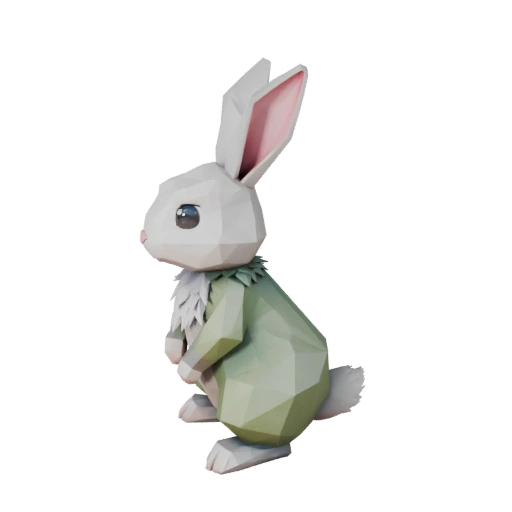 Modelo 3D de Conejo Polygonal Bajo - Asset de Juego para Unity con FBX | Libre de Regalías