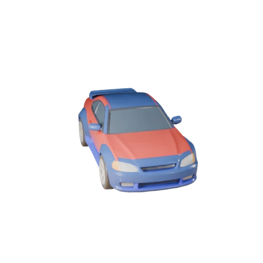 Modelo 3D de Cupê de Desenho Animado para Jogos Estilizados Asset PBR