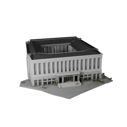 Hohes Poly Museum Gebäude 3D Modell für Archviz für Architektur