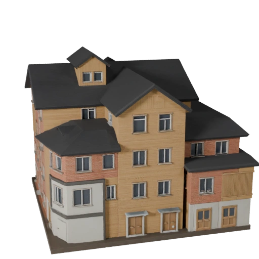 Stilisiertes Strandhaus 3D-Modell - Spiel-Asset für Architektur