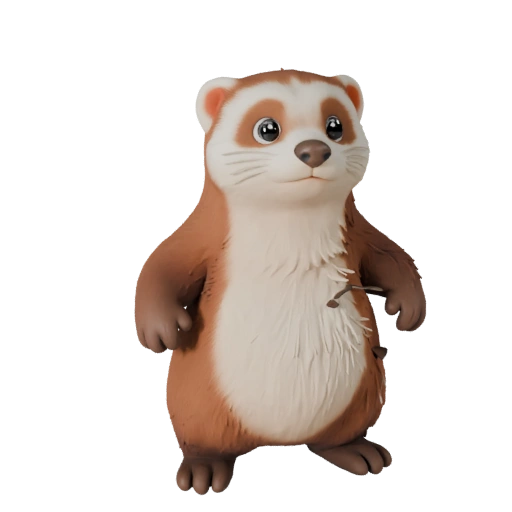 Modelo 3D de Hurón Caricatura - Asset Estilizado para Animación | PBR