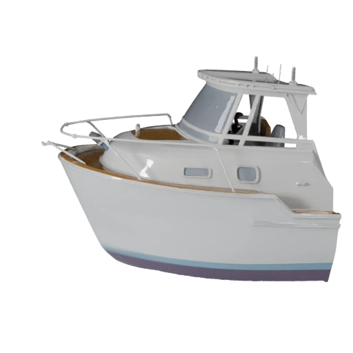 Hohes Poly Fischerboot 3D-Modell für Studio-Renderings