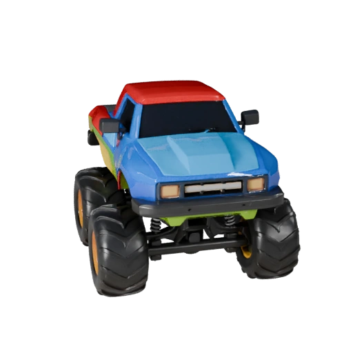 Cartoon Monster Truck 3D Modell - Stilisierte Spiel-Asset