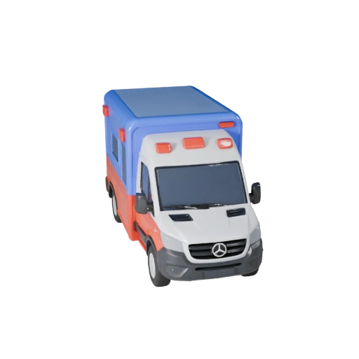Modelo 3D de Ambulancia de Caricatura para Juegos Estilizados Activo PBR