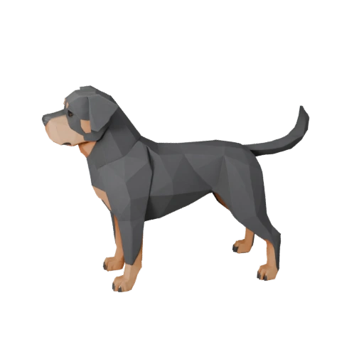 Low Poly Rottweiler Hund 3D Modell - Unity Game Asset mit FBX
