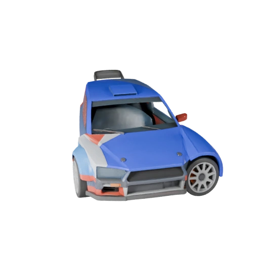 Modèle 3D de Voiture de Rallye Dessin Animé pour Jeux Stylisés Asset PBR