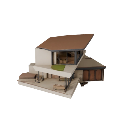 Modelo 3D de Villa de Lujo Estilizada - Activo de Juego para Arquitectura