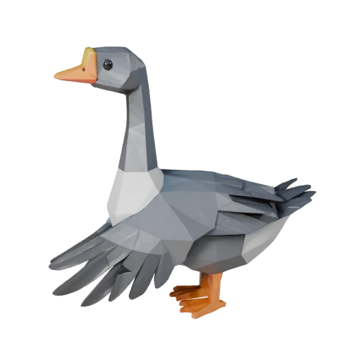 Modelo 3D de Ganso Polygonal Bajo - Asset de Juego para Unity con FBX | Libre de Regalías