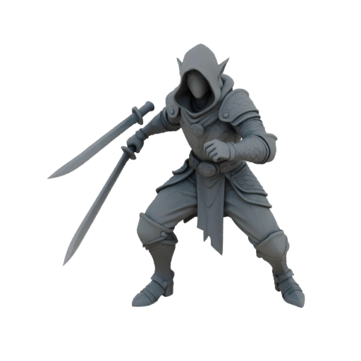 Miniatura STL de Elfo Desonesto de Fantasia - Defensiva