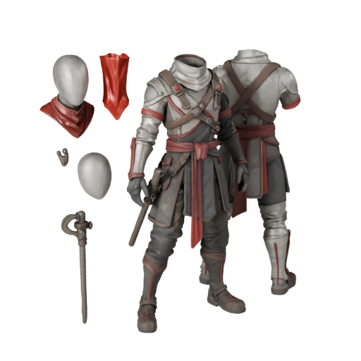 Modelo de Personaje Ninja Cobalto Realista - Articulado