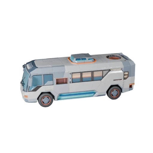 Bus Volant 3D - Modèle Low Poly Prêt pour le Jeu PBR