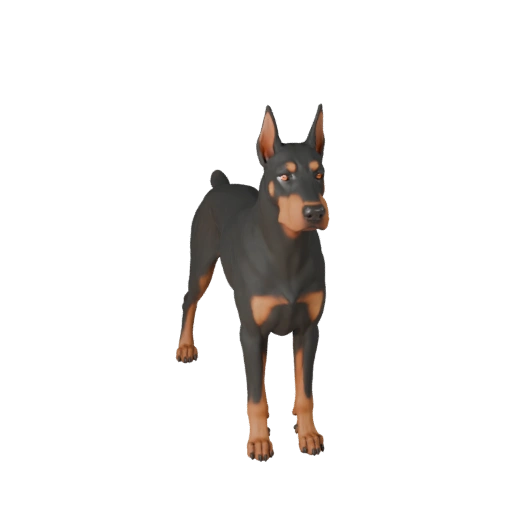 Cartoon Dobermann Hund 3D-Modell - Stilisierter Low Poly Asset Download