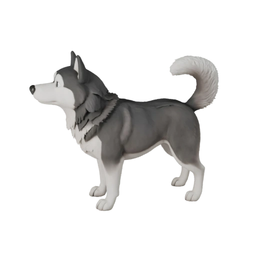 Modèle 3D de Chien Husky Sibérien Dessin Animé - Asset Stylisé pour Animation