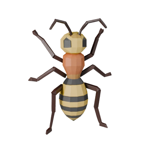 Modèle 3D de Guêpe Low Poly - Asset Unity avec FBX | Libre de droits