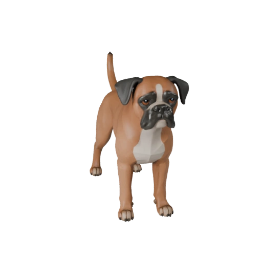 Hoher Poly Boxer Hund 3D Modell - Detailliertes STL Asset für den Druck