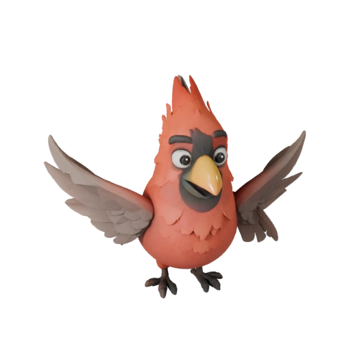 Cartoon Kardinal 3D Modell - Stilisierte Asset für Animation | PBR