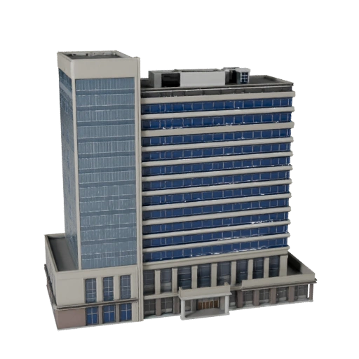 Bloque de Oficina Estilizado Modelo 3D - Activo de Juego para Arquitectura