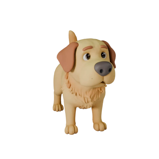 Cartoon Labrador Retriever Hund 3D Modell - Stilisierte 3D-Asset