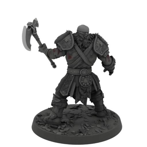 Miniatura STL de Bárbaro de Fantasia Sombria - Ataque