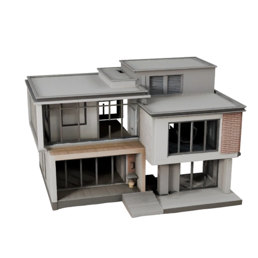 Maison Moderne Low Poly 3D pour Jeux Temps Réel et RV