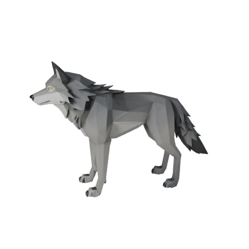 Low Poly Grauer Wolf 3D Modell - Unity Game Asset mit FBX | PBR