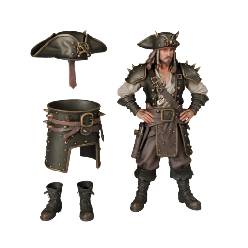 Modelo de Personaje Pirata Realista - Articulado