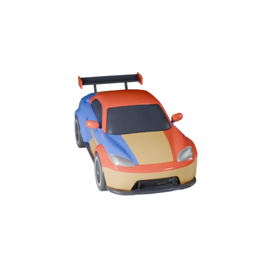 Modello 3D Auto da Corsa Cartone Animato per Giochi Stilizzati Asset PBR
