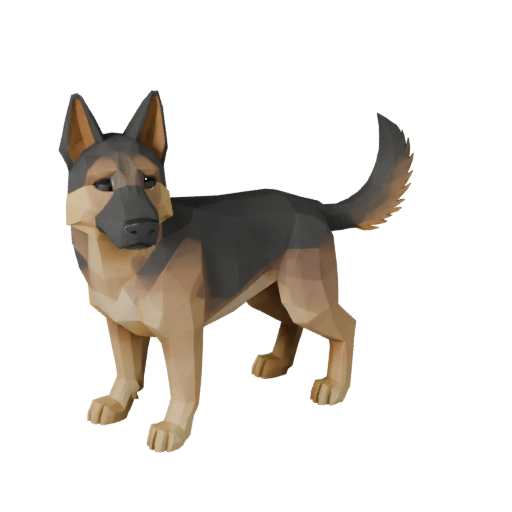 Low Poly Deutscher Schäferhund 3D-Modell - Unity Game Asset mit FBX