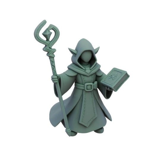 Miniatura STL de Elfo Mago de Fantasia - Defensiva