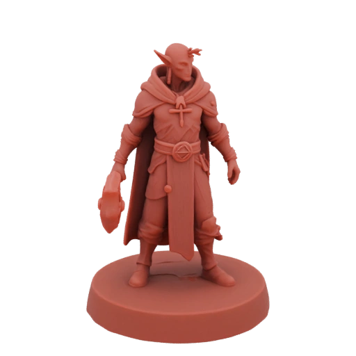 Miniatura STL de Clérigo Tiefling de Fantasía Oscura