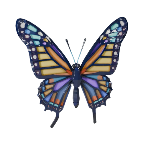 Modelo 3D de Mariposa Monarca Poligonal Bajo - Asset de Juego para Unity con FBX