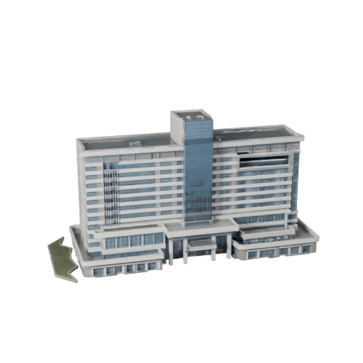 Modelo 3D de Edificio Hospitalario para Unreal - Activo en Tiempo Real