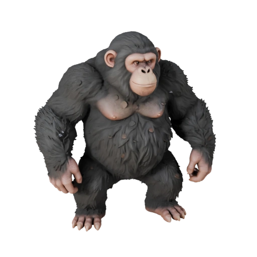 Hohe Poly Schimpanse 3D-Modell - Detailliertes STL-Asset für den Druck