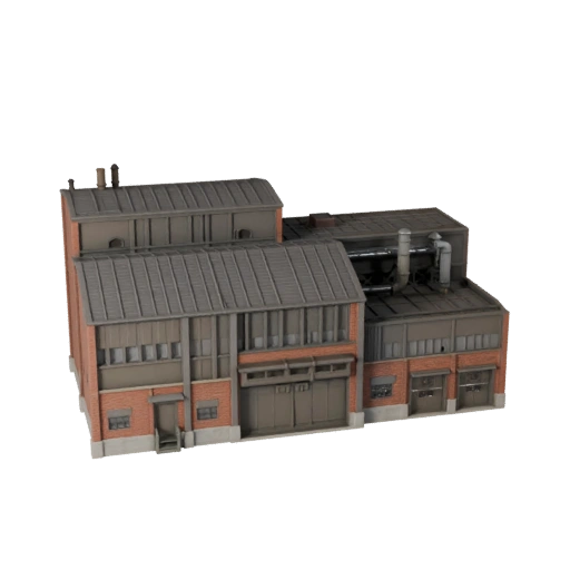 Modèle 3D de cimenterie low poly pour jeux temps réel et RV