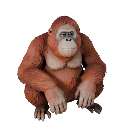 نموذج أورانجوتان ثلاثي الأبعاد منخفض المضلع - أصل لعبة Unity مع FBX | PBR