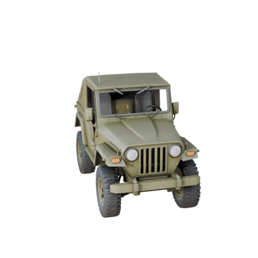 Modelo 3D de Jeep Militar Poligonal Bajo para Unity y Unreal
