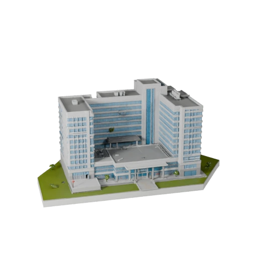 Edificio Hospitalario Estilizado 3D Model - Asset de Juego para Arquitectura