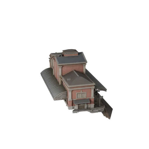 Hohes Poly Zug Station Gebäude 3D Modell für Archviz