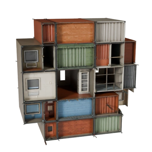 Stilisierter Modularer Dorf Bausatz 3D Modell - Spiel-Asset