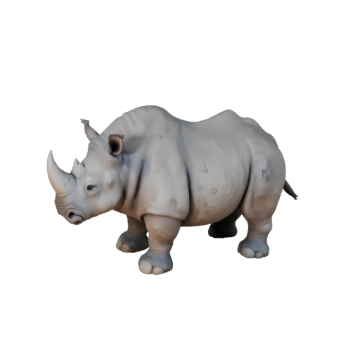 Modello 3D Rinoceronte Bianco Cartone Animato - Asset Stilizzato per Animazione