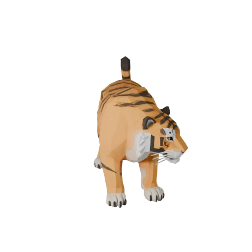 Low Poly Siberischer Tiger 3D Modell - Unity Game Asset mit FBX