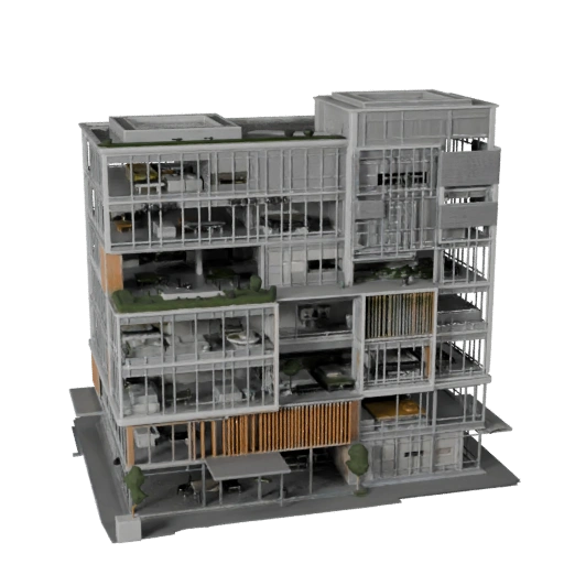 Modèle 3D de Bâtiment de Bureau Coworking pour Unreal - Asset Temps Réel