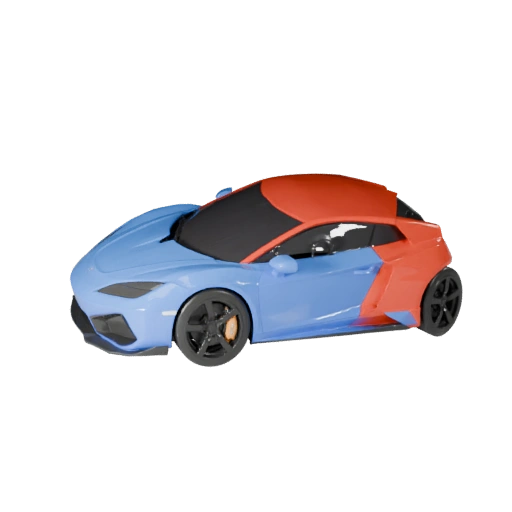 Modèle 3D de Supercar Dessin Animé pour Jeux Stylisés Actif PBR