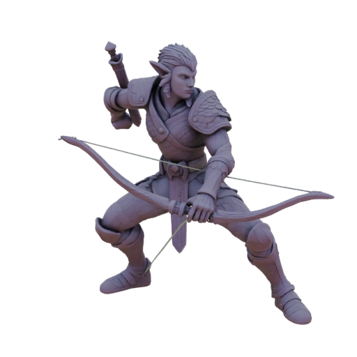 Miniatura STL de Elfo Patrulheiro de Fantasia - Defensiva
